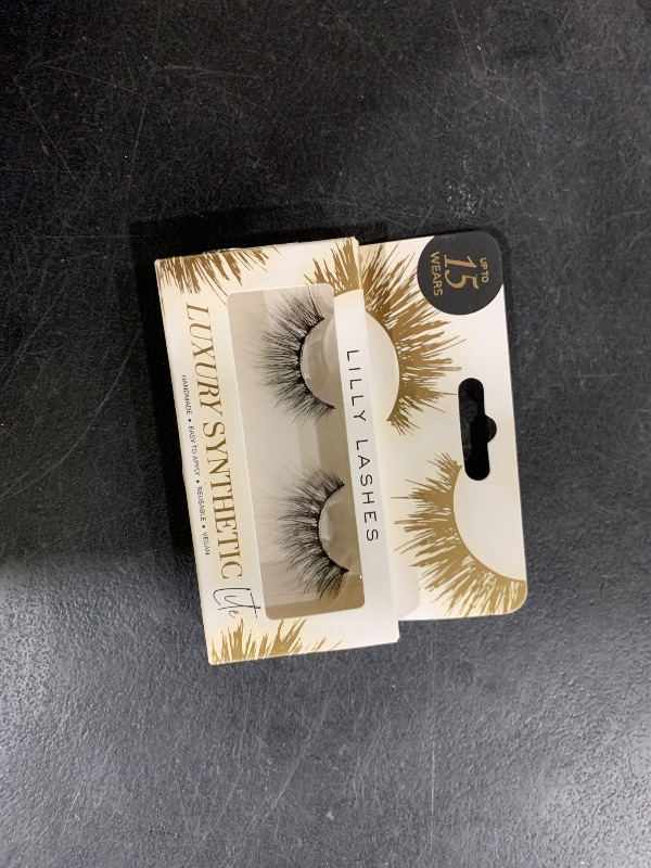Photo 1 of Lilly Lashes Luxury Synthetic LITE False Eyelashes, Full Length Lash Extension 15mm, Wispy Look, Natural Volume & Flare Shape, Reusable Fake Lashes 15x, Lash Glue not Included (Envy)