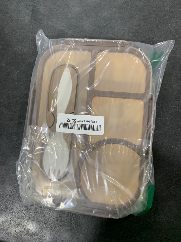 Photo 1 of EASYFUN Bento Box Adult, Lunch Box Kids, 4-Compartment Lunch Containers, Drop-Proof, Dishwasher Safe & Made with BPA-Free Materials(Khaki)
