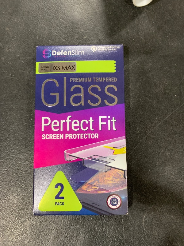 Photo 1 of Defenslim Screen Protector for iPhone XS Max (2Pack), Easy Auto-Align Install Kit, 6.5" Tempered Glass, 9H Hardness, Ultra HD Clear, Case Friendly, EasyShield