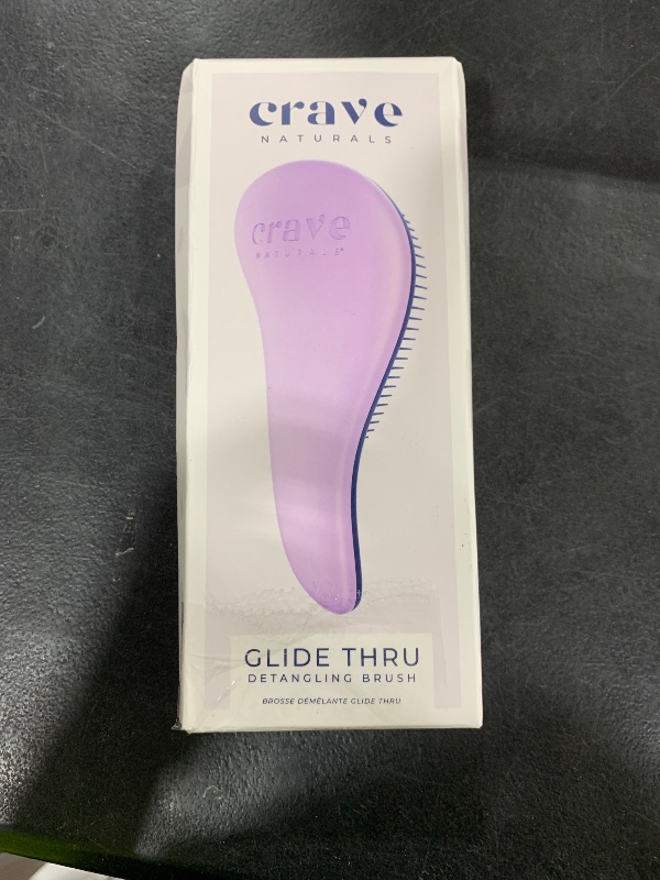 Photo 1 of Crave Naturals Glide Thru Hair Brush - Detangler Brush for Curly, Straight, Wet or Dry Hair - Gentle Detangling Brushes for Adults, Kids, Toddlers - Hair Accessories for Women, 7.5x3" - Purple