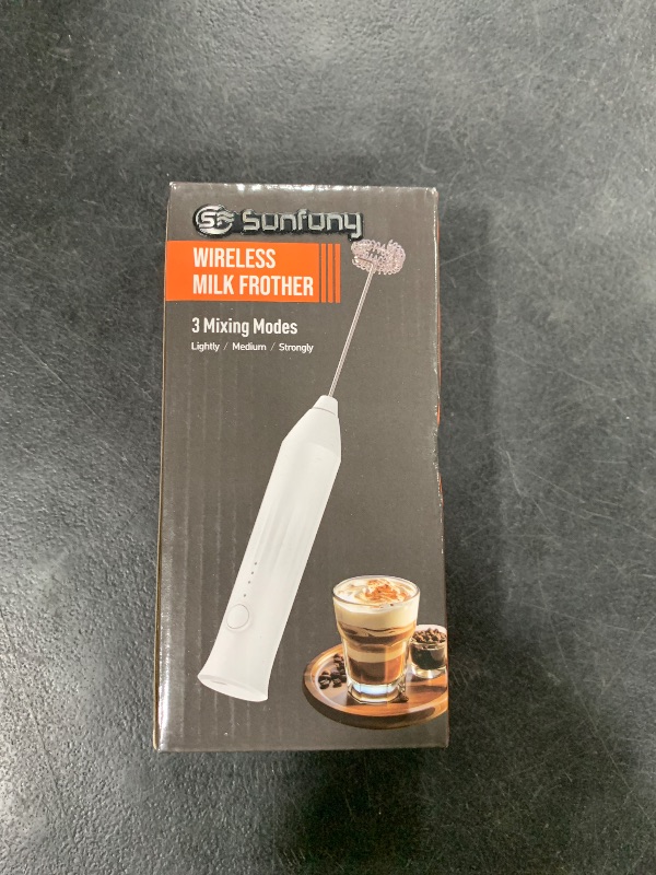Photo 1 of Rechargeable Milk Frother Wand 3 in 1, Handheld Drink Mixer Electric Whisk Stirrer Coffee Foam Frother with 3 Stainless Steel Whisks, 3 Speeds, USB-C Protein Powder Mixer for Cappuccino, Egg, White