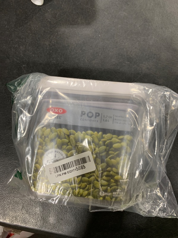 Photo 1 of OXO Steel POP Container Short Rectangle- 1.7 Qt for Brown Sugar, Dried Beans and More,Grey