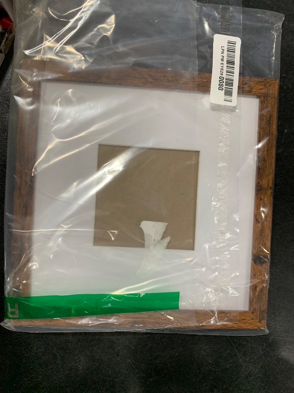 Photo 1 of SNXJWA Brown 8x8 Frame with Mat for 4x4 Display, Desk Wall Square Photo Frame for Horizontal and Vertical, 1 Pack
