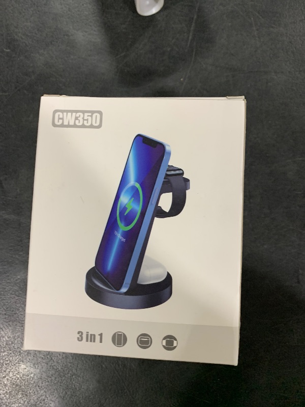 Photo 1 of 3 in 1 Charging Station for iPhone, Wireless Charger for iPhone 17 16e 16 15 14 13 12 11 X Pro Max & Apple Watch - Wireless Charging Station for AirPods 4 3 Pro
