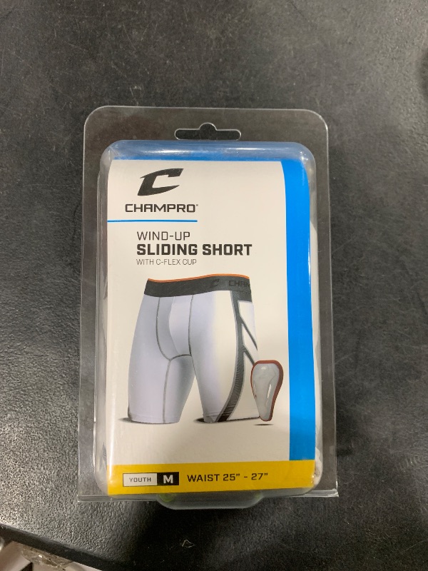 Photo 1 of CHAMPRO Wind Up Compression Polyester/Spandex Sliding Short W/Cup, Youth Medium, White