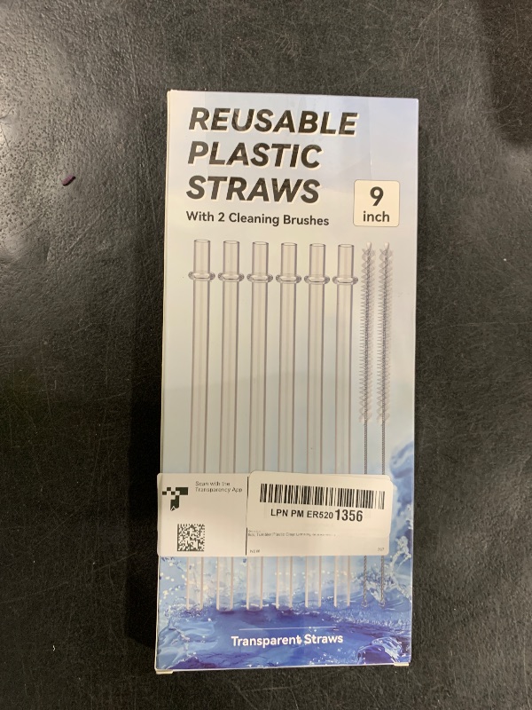 Photo 1 of Straws for YETI, 6 pcs 9 inch Reusable Straws Replacement for YETI Straw lids, Tumbler Plastic Clear Drinking Straws with 2 Cleaning Brushes