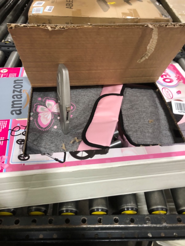 Photo 1 of Bayer: Pram Xeo: Butterfly Grey & Pink - Matching Handbag, Adjustable Handle, for Dolls Up to 20", Ages 3+ | Dress Up