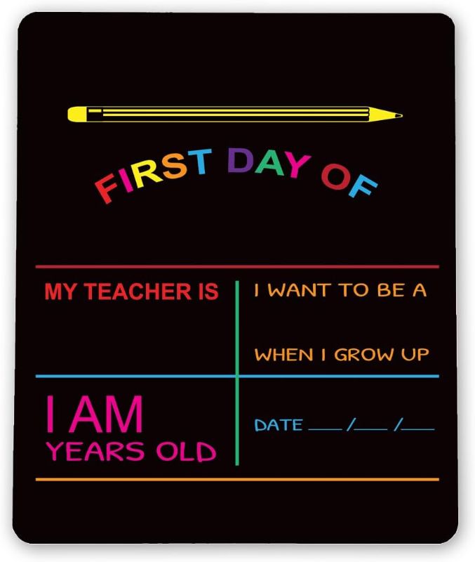 Photo 1 of Custom Product Solutions Reusable My First Day of School Milestone Chalkboard Sign. Photo Prop Board for Kids, Black w/color print - 12” x 10” rectangle