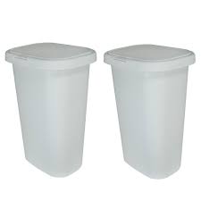 Photo 1 of 10 Gal. 40 Qt Space-Efficient Kitchen Trash Can with Dual Swing Lid, (Pack of 2)