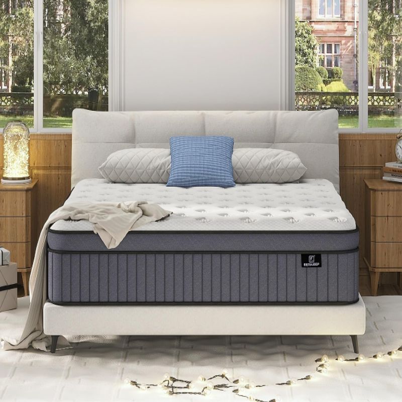 Photo 1 of 12 Inch California King Size Mattress, Firm Cal King Mattress in A Box, Hybrid Mattresses with Gel Memory Foam & Pocket Springs, Zoned Pressure Relief, Upgrade Support, CertiPUR-US