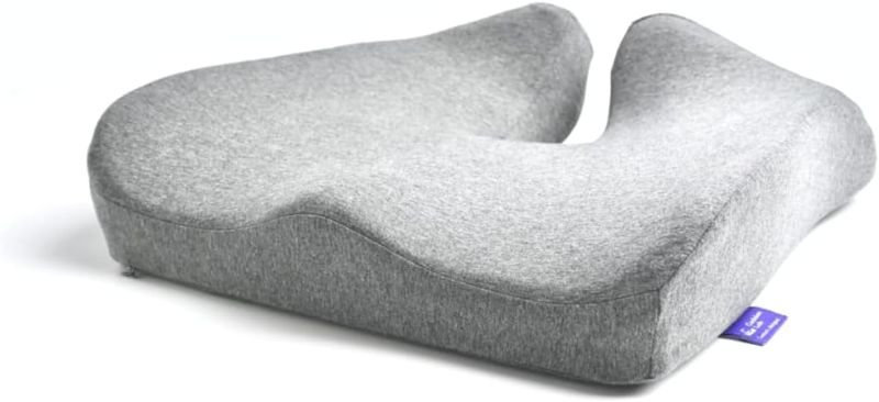 Photo 1 of C CUSHION LAB Patented Pressure Relief Seat Cushion for Long Sitting Hours on Office/Home Chair, Car, Wheelchair - Extra-Dense Memory Foam for Hip, Tailbone, Coccyx, Sciatica - Light Grey