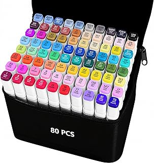 Photo 1 of VIBEX 80 Colors Alcohol Markers - Dual-Tip Permanent Art Markers with Organizer Base, Vibrant for Anime Coloring, Drawing, Ideal for Artists, Adults, Students