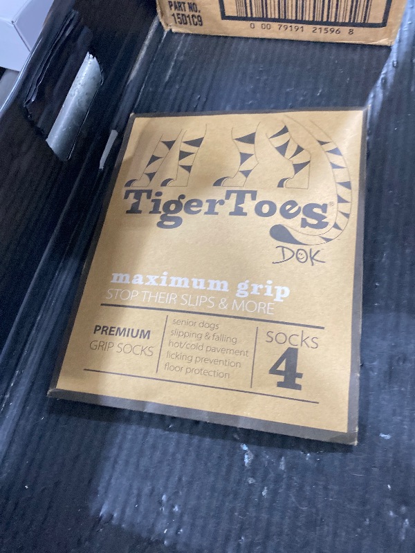Photo 1 of DOK TigerToes Premium Non-Slip Dog Socks for Hardwood Floors - Extra-Thick Grip That Works Even When Twisted - Prevents Licking, Slipping, and Great for Dog Paw Protection (XXL, Cool Caramel)