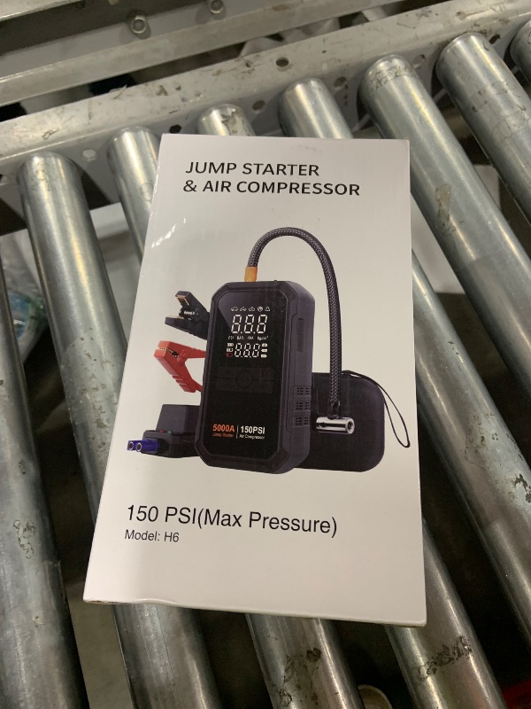 Photo 1 of 10-in-1 Jump Starter with Air Compressor 5000A 26800mAh 150PSI Portable Car Battery Jump Starter (All Gas/12L Diesel), 12V Jump Box Car Battery Jumper Starter Portable Jumper Cables, Lights