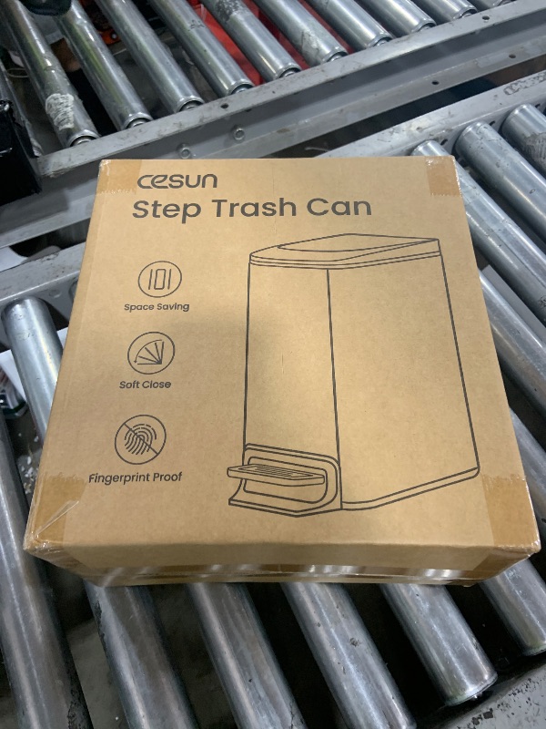 Photo 1 of Cesun Small Bathroom Trash Can with Lid Soft Close, Step Pedal, 6 Liter / 1.6 Gallon Stainless Steel Mini Garbage Can for Office, Outdoor Trash Bin with Removable Inner Bucket (Silver)