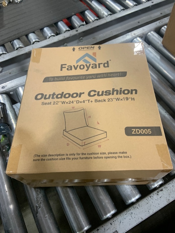 Photo 1 of Favoyard Outdoor Seat Cushion Set 22 x 24 Inch Waterproof & Fade Resistant Patio Furniture Cushions with Removable Cover Deep Seat & Back Cushion with Handle and Adjustable Straps for Chair Sofa Couch