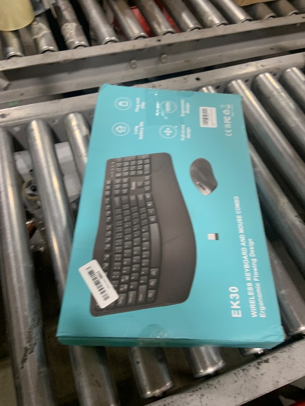 Photo 1 of Wireless Keyboard and Mouse Combo,2.4G Full Size Wave Keys Ergonomic Keyboard with Wrist Rest for Natural Typing, 3 DPI Adjustable Ergonomic Silent Mouse for Computer/Laptop/Windows/Mac (Grey)