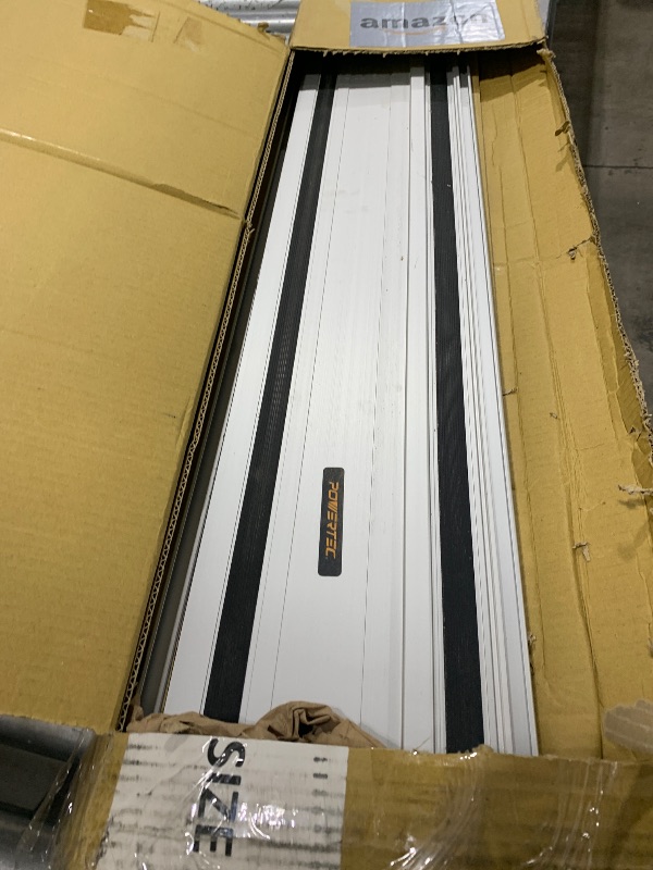Photo 1 of POWERTEC 71387 110" Track Saw Guide Rail Joining Set for Makita or Festool Track Saws Includes 2x55" Extruded Guide Rails and (2) Guide Rail Connectors for Woodworking Projects