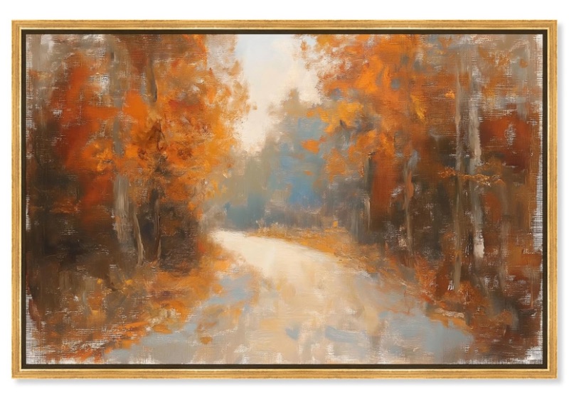 Photo 1 of Autumn Road Canvas Autum Landscapes, Gold Frame, 54" x 36"
