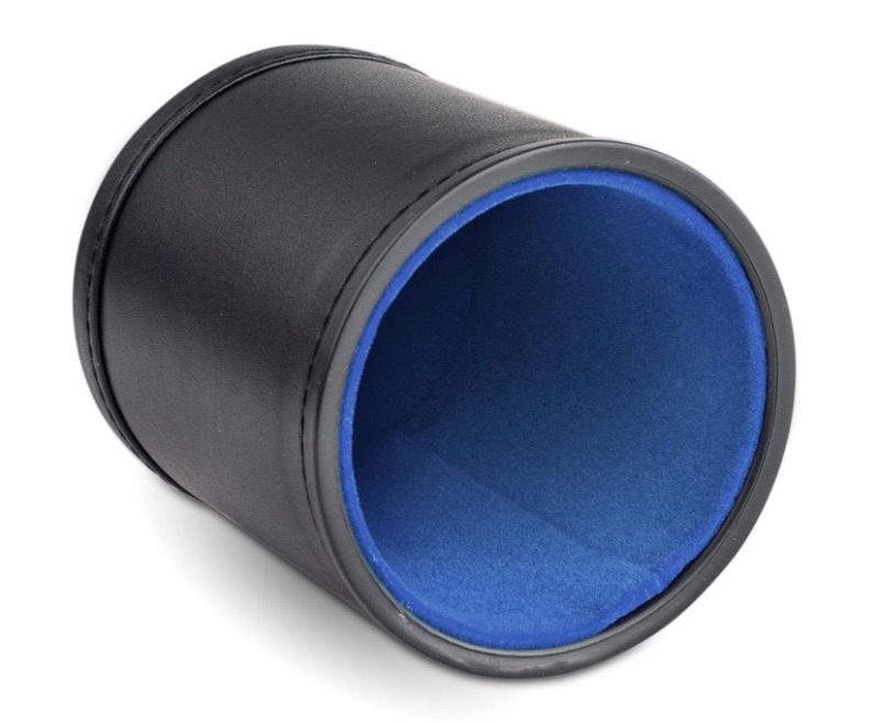 Photo 1 of Leather Dice Cup for Board Games, Light Blue Felt Lining
