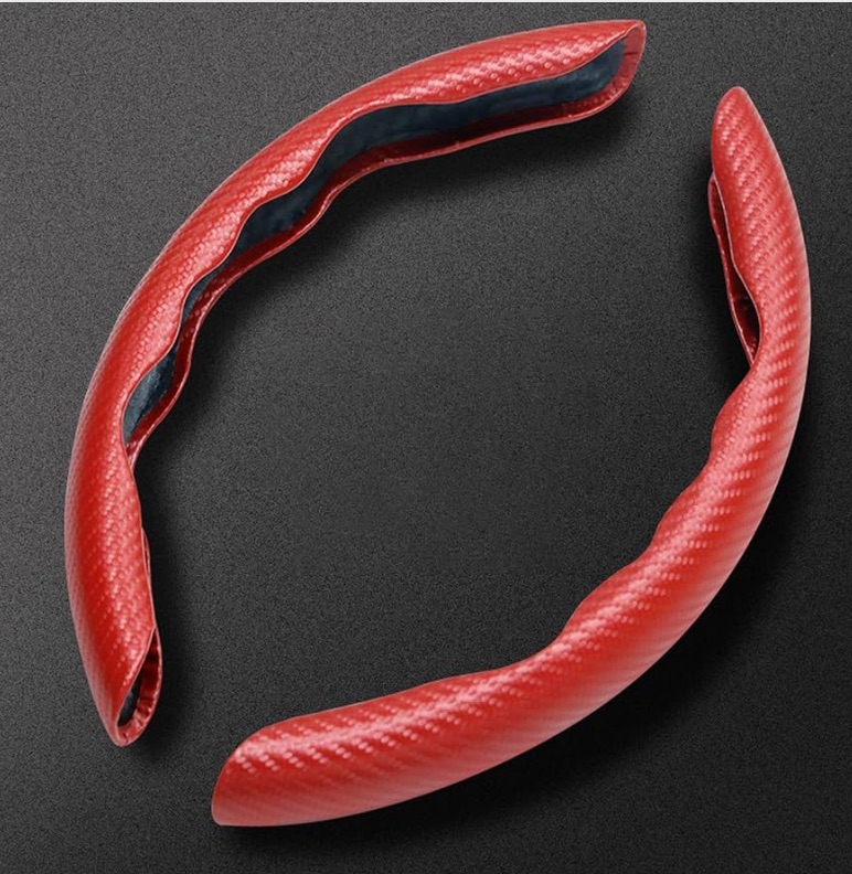 Photo 1 of Car Steering Wheel Cover Compatible with Cadillac SRX STS STS-V PU Leather Waterproof Segmented Steering Wheel Protector Comfortable Skin-Friendly(Red,STS-V)