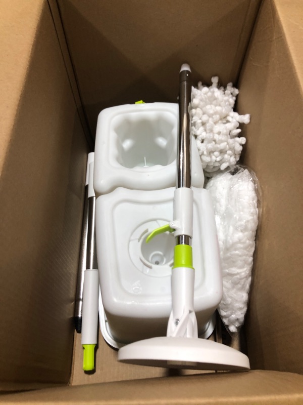 Photo 1 of Spin Mop and Bucket,Masthome Mop and Bucket Set with Wringer.4L Detachable Bucket Small,Separate Clean and Dirty Water,Adjustable 50" Handle,3 Microfiber Pads for Wet/Dry Hardwood Tile Floor Cleaning