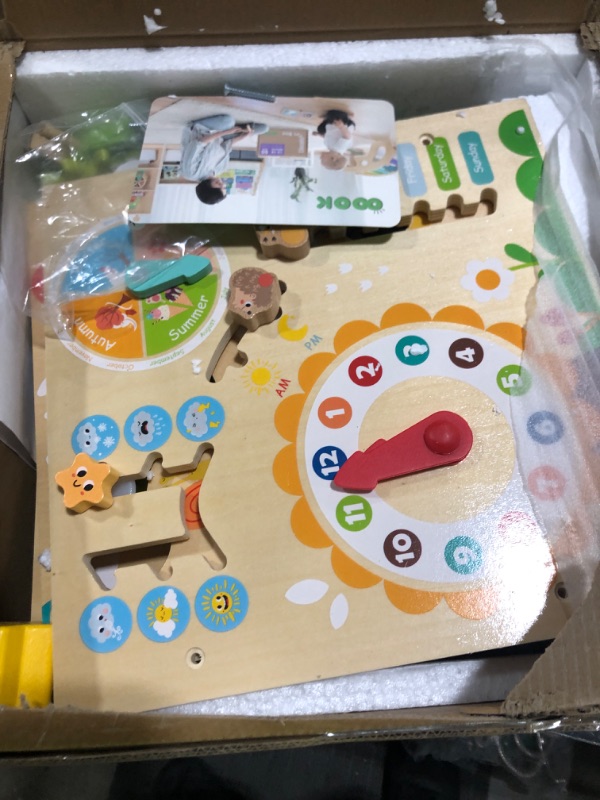 Photo 1 of OOOK All-in-one Activity Center, 5 in 1 Baby Activity Table with Gear Game, Kids Sensory Table Play Cube with Montessori Calendar, Bead Maze, Shape Sorter, Ball Drop and More