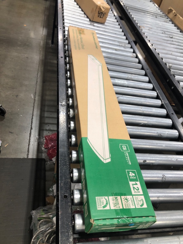 Photo 1 of Lithonia Lighting TruWrap 4 Foot LED Ceiling Light Fixture, Low-Profile Wraparound LED Shop Light, Adjustable Lumens, Selectable Warm White/Cool White/Daylight Color, Curved Diffuser, Narrow Width