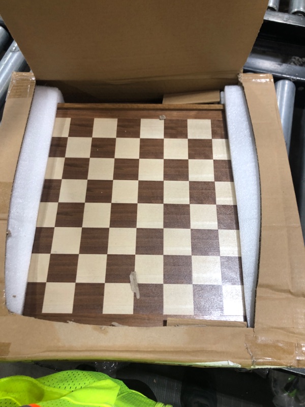 Photo 1 of VEVOR Solid Wood Chess Set, 15 inch 2-in-1 Chess Checkers Game Set, Chess Board Games with Storage Drawer & Weighted Chess Checkers Pieces & 2 Queens, Christmas Crafts Xmas Gift