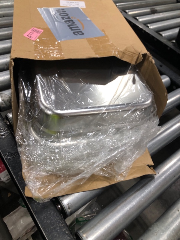 Photo 1 of Suttmin 8 Pcs 304 Stainless Steel Food Storage Containers with Lids Hotel Pans Chicken Food Grade Pans Metal Meal Containers for Restaurant Stackable Kitchen Freezer Buffet (2.6 Inch Deep)