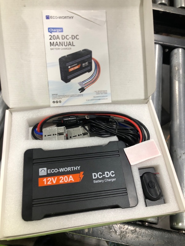 Photo 1 of ECO-WORTHY 12V 20A DC to DC Battery Charger with MPPT, Dual Input On-Board Battery Charger for Lead-Acid, LiFePO4 Battery, 16.4FT Cable for Switch Panel for RVs, Vehicles, Boats Solar System