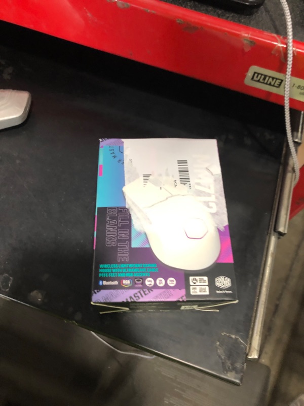 Photo 1 of Cooler Master MM712 Wireless Gaming Mouse White with Adjustable 19,000 DPI, 2.4GHz and Bluetooth, Ultraweave Cable, PTFE Feet, RGB Lighting and MasterPlus+ Software