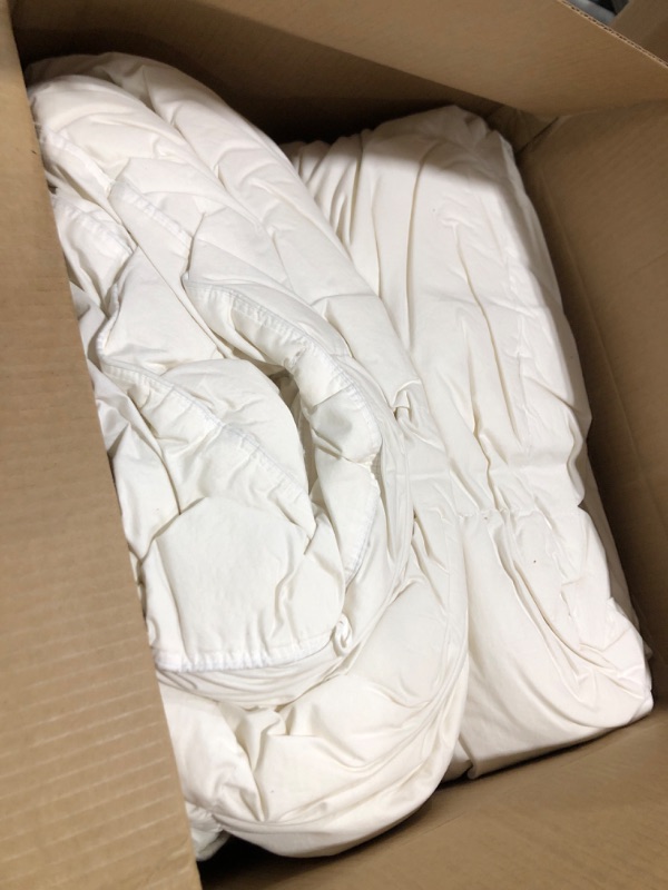 Photo 1 of BPC Organic Feather Down Comforter Full Size, Fluffy Duvet Insert for All-Season with 100% Cotton Cover and Puffy Feather Down Filling, Ivory White, 82x86 Inches