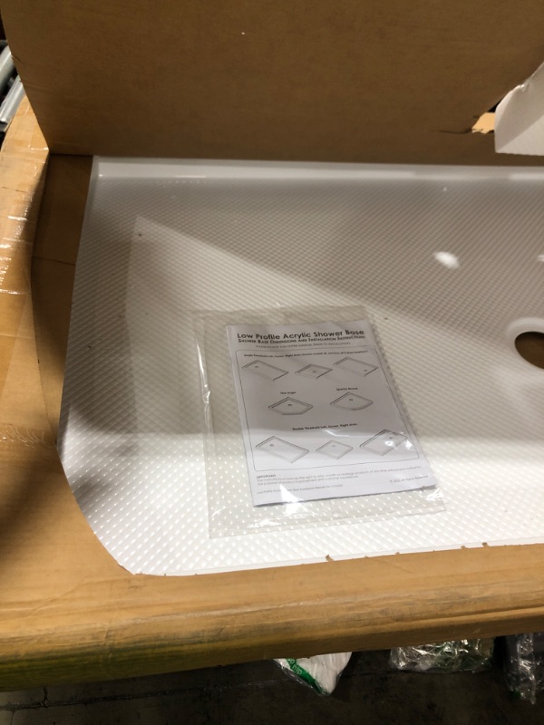 Photo 1 of DreamLine SlimLine 36 in. D x 60 in. W x 2 3/4 in. H Center Drain Single Threshold Shower Base in White, DLT-1136600