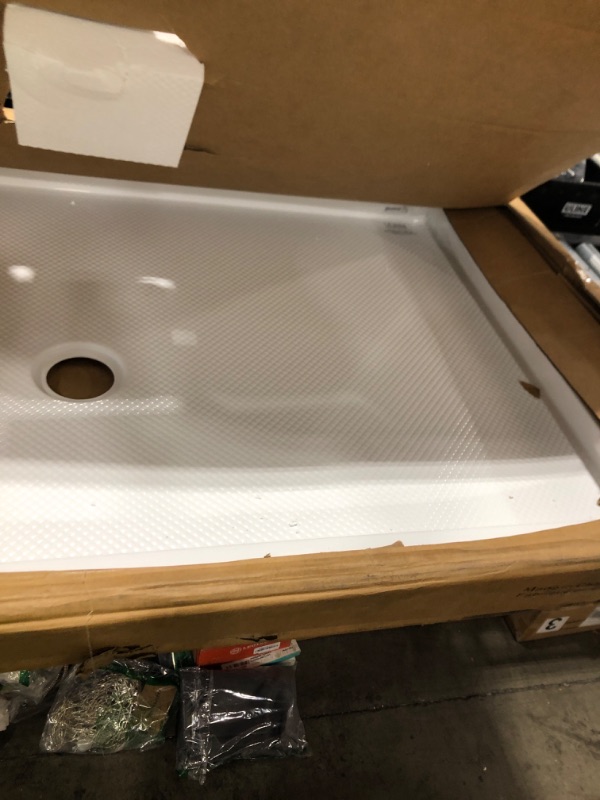 Photo 1 of DreamLine SlimLine 36 in. D x 60 in. W x 2 3/4 in. H Center Drain Single Threshold Shower Base in White, DLT-1136600