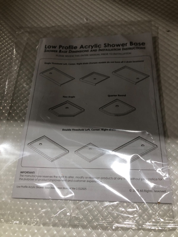 Photo 1 of DreamLine SlimLine 36 in. D x 60 in. W x 2 3/4 in. H Center Drain Single Threshold Shower Base in White, DLT-1136600