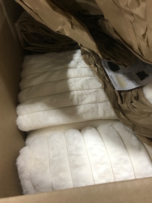 Photo 1 of Cute Cat Couch Bed for Indoor Cats, Fluffy Pet Cat Sofa with Premium Soft Corduroy Fleece, Cute Small Dog Beds for Small Dogs, Fuzzy Puppy Chair with Removable Washable Cover (24x18x10,Cream)