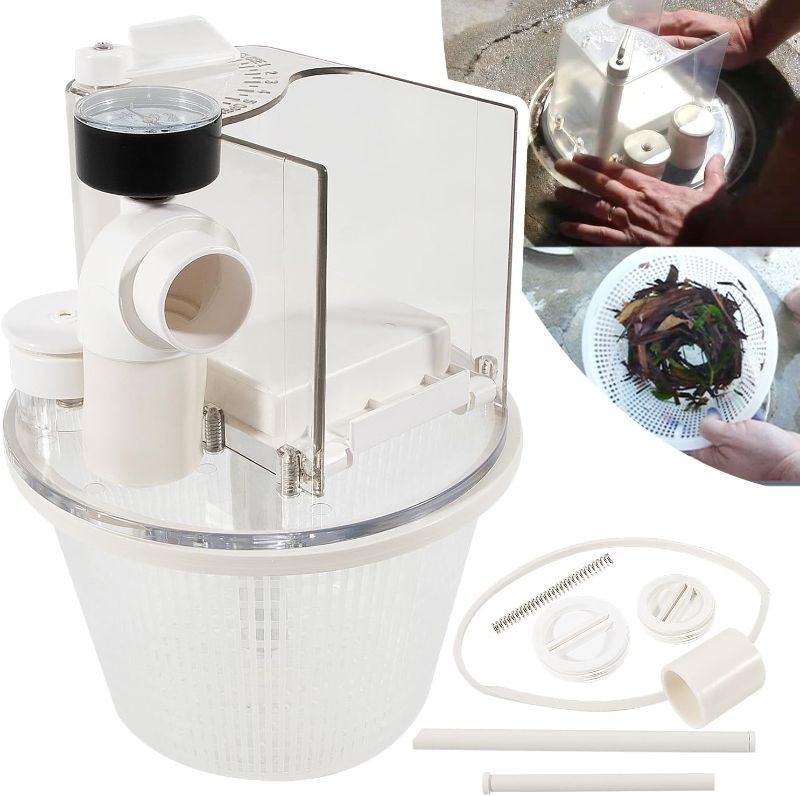 Photo 1 of R211100 Vac-Mate Pool Cleaner Dispenser Box – Multi-Function Vacuum Skimmer Attachment – Includes Basket, Pressure Gauge & Easy Install Kit
