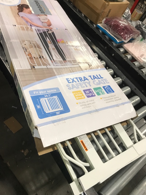 Photo 1 of Regalo Easy Step 36" Extra Tall Walk Thru Baby Gate, Includes 4-Inch Extension Kit, 4 Pack of Pressure Mount Kit and 4 Pack Wall Cups and Mounting Kit, White
