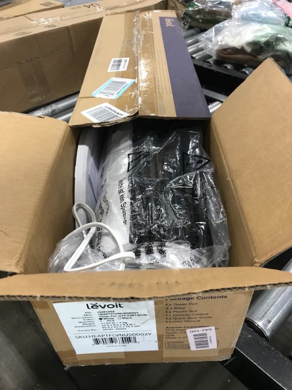 Photo 1 of LEVOIT Tower Fan for Bedroom, Standing Fan with 28dB Quiet for Sleep, Remoter, 12H Timer, 25ft/s Velocity, 5 Speeds, 4 Modes, 90° Oscillation for Home, Office, Indoor, Bladeless 36 inch, White
