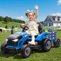 Photo 1 of STOCK PHOTO FOR REFERENCE - 12V Kids Battery Powered Electric Tractor harvest kids blue tractor fastrac