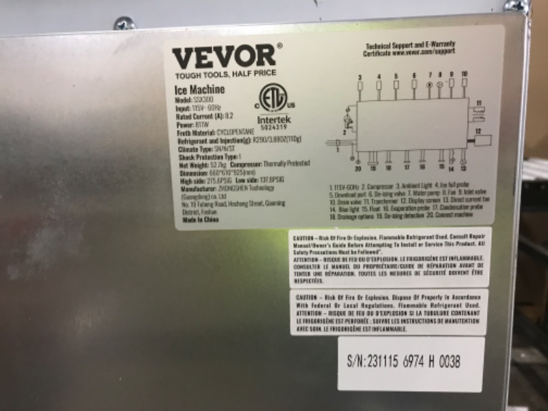 Photo 1 of VEVOR Commercial Ice Maker, 330lbs/24H, Ice Maker Machine, 126 Ice Cubes in 12-15 Minutes, Freestanding Cabinet Ice Maker with 88lbs Storage Capacity LED Digital Display, for Bar Home Restaurant
