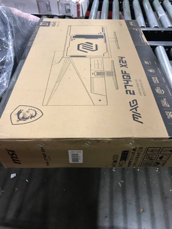 Photo 1 of MSI MAG 274QF X24 27-inch 2560 x 1440 (QHD) Gaming Monitor, 240Hz, Adaptive-Synch, HDMI, DisplayPort, VESA Mountable, Tilt, Height Adjustable, Speaker, 0.03ms, Black
