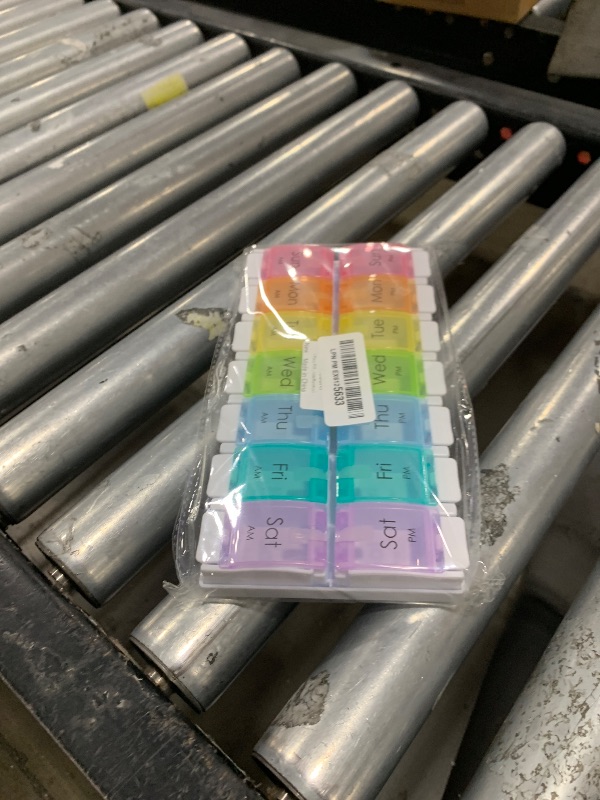 Photo 1 of 1 Piece Pill Organizer 2 Times A Day Daily Pill Box 7 Day Travel Medicine Case 14 Compartment to Hold Vitamins, Medication(Rainbow)