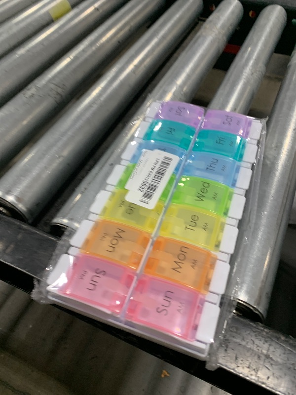 Photo 1 of 1 Piece Pill Organizer 2 Times A Day Daily Pill Box 7 Day Travel Medicine Case 14 Compartment to Hold Vitamins, Medication(Rainbow)