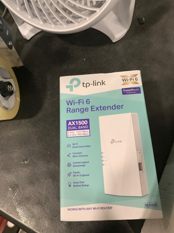 Photo 1 of TP-Link AX1500 WiFi Extender Internet Booster(RE500X), WiFi 6 Range Extender Covers up to 1500 sq.ft and 25 Devices,Dual Band, AP Mode w/Gigabit Port, APP Setup, OneMesh Compatible
