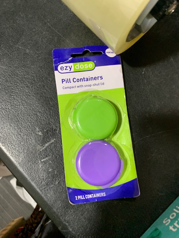 Photo 1 of EZY DOSE Daily Round, Portable On-The-Go Pocket Pharmacy, Pill Box, Organizer and Vitamin Containers, Snap Shut Lids, Perfect For Traveling, Colors May Vary, 2 Pack, BPA Free