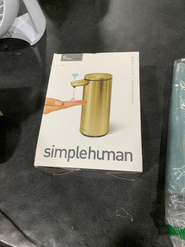 Photo 1 of simplehuman 9 oz. Touch-Free Automatic Rechargeable Sensor Pump, Brass Stainless Steel, New