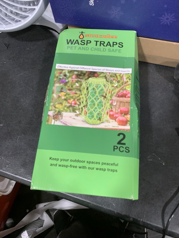 Photo 1 of Sancodee 2 Pack Upgraded Wasp Trap Outdoor Hanging, Carpenter Bee and Hornet Catcher, Reusable Yellow Jacket Trap with Bait Reservoir, Bee Killer and Wasp Catcher for Outside (Green)