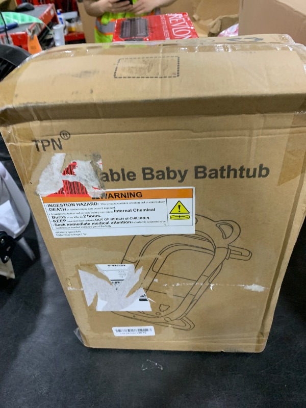 Photo 1 of TPN Collapsible Baby Bathtub, Baby Bath Tub with Soft Cushion & Real-Time Thermometer, Baby Bathtub Infant to Toddler Tub (0-36 Months), Portable Newborn Travel Bath tub
